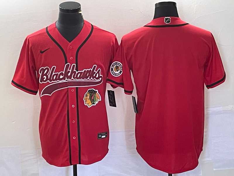 Mens Chicago Blackhawks Blank Red Cool Base Stitched Baseball Jersey->chicago blackhawks->NHL Jersey